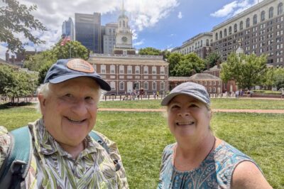 Ed and Tiger in front of Independence Hall